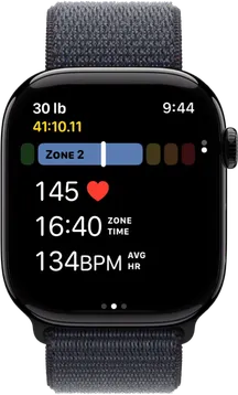 Watch showing heart rate zones metric view